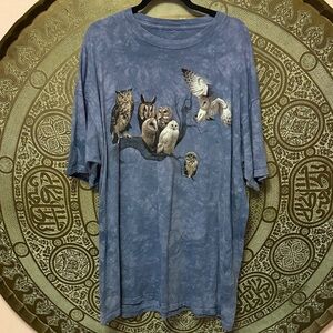 The Mountain Blue Owl Gathering Vintage Animal Print Cotton Shirt 3XL